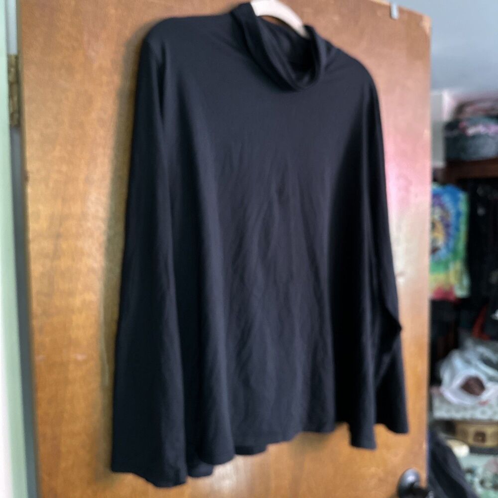 Pure J Jill Turtleneck Tunic Top Womens Small Black Long thick shirt Luxe Tencel